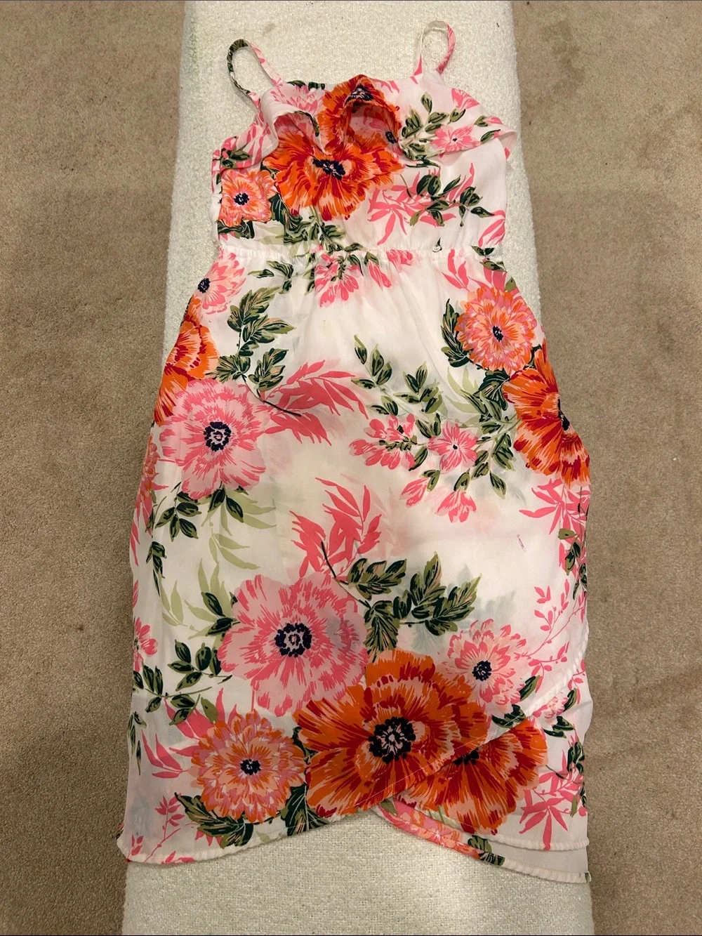 Girls' Floral Pink & Orange Summer Dress